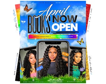 April Booking Flyer Canva Template, Salon Open Now (Digital Download)