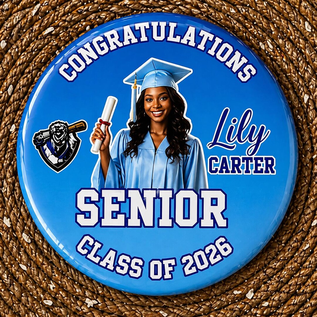 Photo Graduation Buttons – Class of 2026 | Custom Photo Pins | Bundle ...