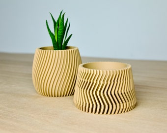 Aztec and Oceanside Plant Pot Set - Lightweight Coastal Succulent Planters - Aesthetic Cute Aztec Plant Pots - Minimalist Indoor Cactus Pot