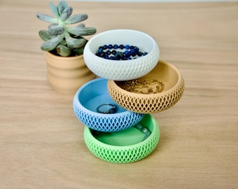 Mid-Century Catchall Tray - Stackable Desktop Organizer - Aesthetic Ring Dish - Chic Pastel Jewelry Container - Nightstand Makeup Holder