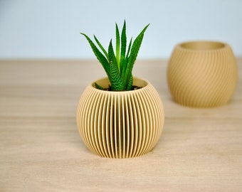 Unique Plant Pot - Lantern Bulb-Inspired Succulent Planter - Aesthetic Modern Indoor Planter - Slotted Minimalist Pot With Drainage