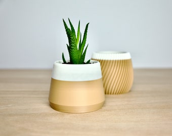Mocha Lightweight Indoor Plant Pot - Two-Tone Coffee Succulent Planter - Aesthetic Modern Cactus Planter - Cute Minimalist Pot With Drainage