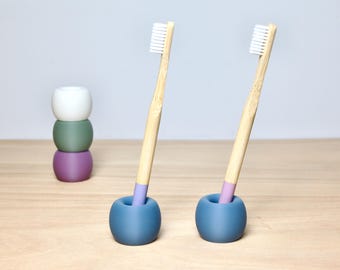 Minimalist Toothbrush Holders With Drainage (2x) - Modern Sleek Japandi Stand - Low Profile Bathroom Accessories - Perfect Housewarming Gift