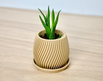 Mid-Century Oceanside Indoor Plant Pot - Coastal Ocean-Inspired Succulent Planter - Aesthetic Modern Cactus Planter - Cute Pot With Drainage
