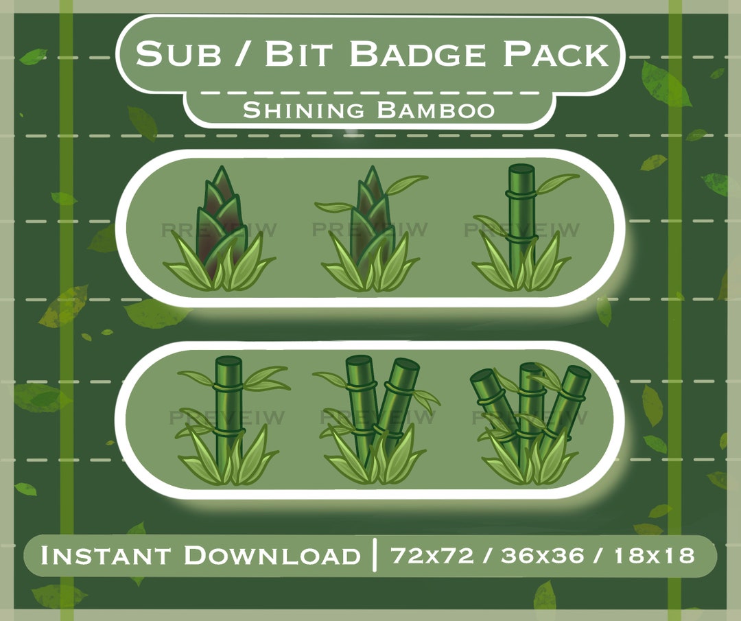 Green Bamboo Plant Grass/ Growing Twitch Sub Bit Badges / Streamer