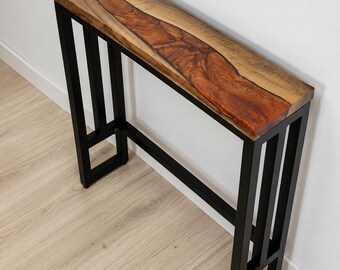 Narrow Console Table – Slim Walnut Sofa Table, Live or Straight
