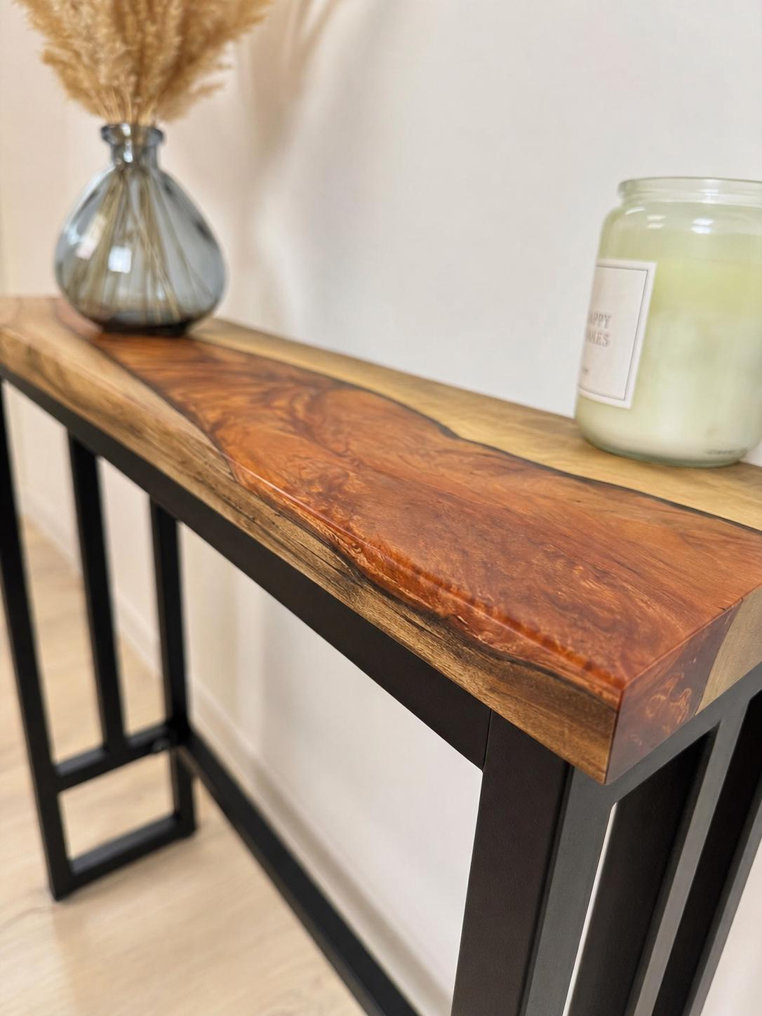 Narrow Console Table – Slim Walnut Sofa Table, Live or Straight