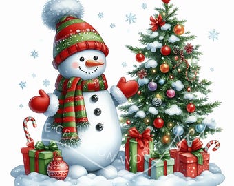 Watercolor Christmas Snowman Clipart 10 Watercolor JPG Festive Clipart, Snowman Clipart,Winter Christmas Clipart,Cute Snowman,Winter Clipart