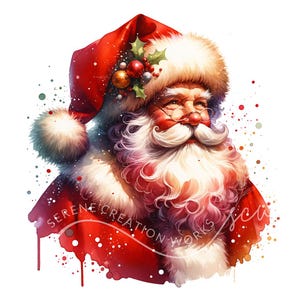 Clipart Noël père Noël 10 aquarelle JPG imprimable aquarelle clipart, JPG de haute qualité, téléchargement numérique, créations en papier, journal indésirable