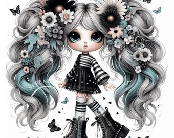 Girl Butterfly Clipart: Whimsical Junk Journal Art (JPG Digital Download, Commercial Use