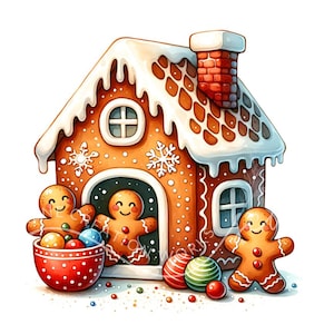 Happy Gingerbread Man Clipart 10 Watercolor JPG Gingerbread Clipart, Watercolor Clipart, Scrapbooking, Christmas Clipart, Christmas Cookies
