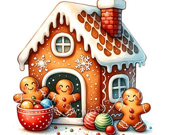 Happy Gingerbread Man Clipart 10 Watercolor JPG Gingerbread Clipart, Watercolor Clipart, Scrapbooking, Christmas Clipart, Christmas Cookies