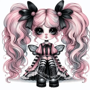 10 cliparts papillon fille JPG, éphémères fantaisistes, fournitures pour journal indésirable fantastique, créations en papier de jolies poupées originales, album d'art imprimable