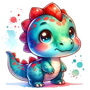 Watercolor Baby Dinosaur Clipart: 10 JPG Images (Digital Download)