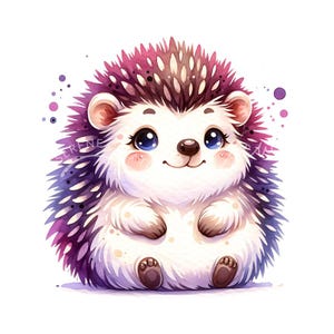 Watercolor Hedgehog Clipart: Cartoon Animal Illustration (Digital Download)
