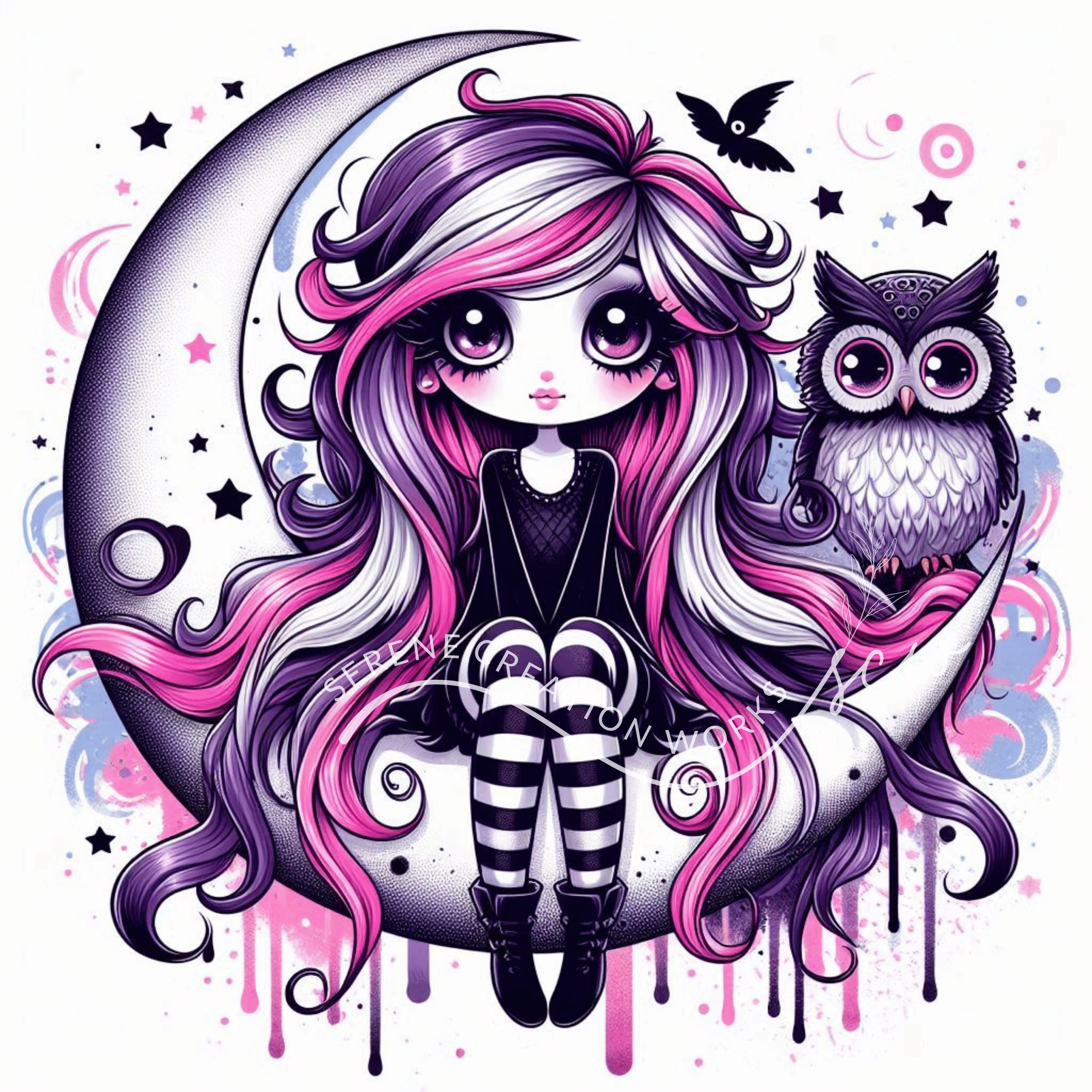 Celestial Owl Clipart: Mystical Fantasy Art Prints (300 DPI JPGs, Digital Download)