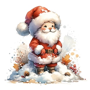 Weihnachten Weihnachtsmann Clipart 10 Aquarell JPG Druckbare Aquarell Clipart, hochwertige JPGs, digitaler Download, Papiermodelle, Junk Journal