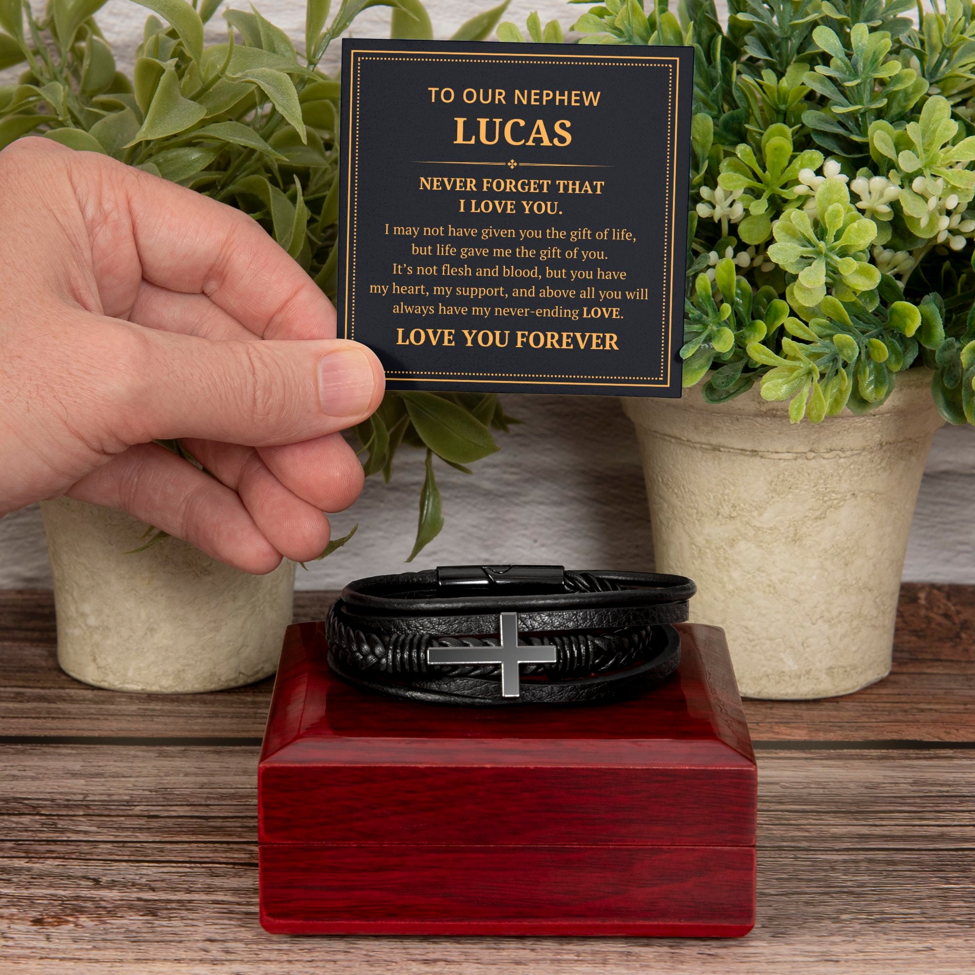 Personalized Cross Leather Bracelet Nephew Gift From Aunt Uncle, I May ...