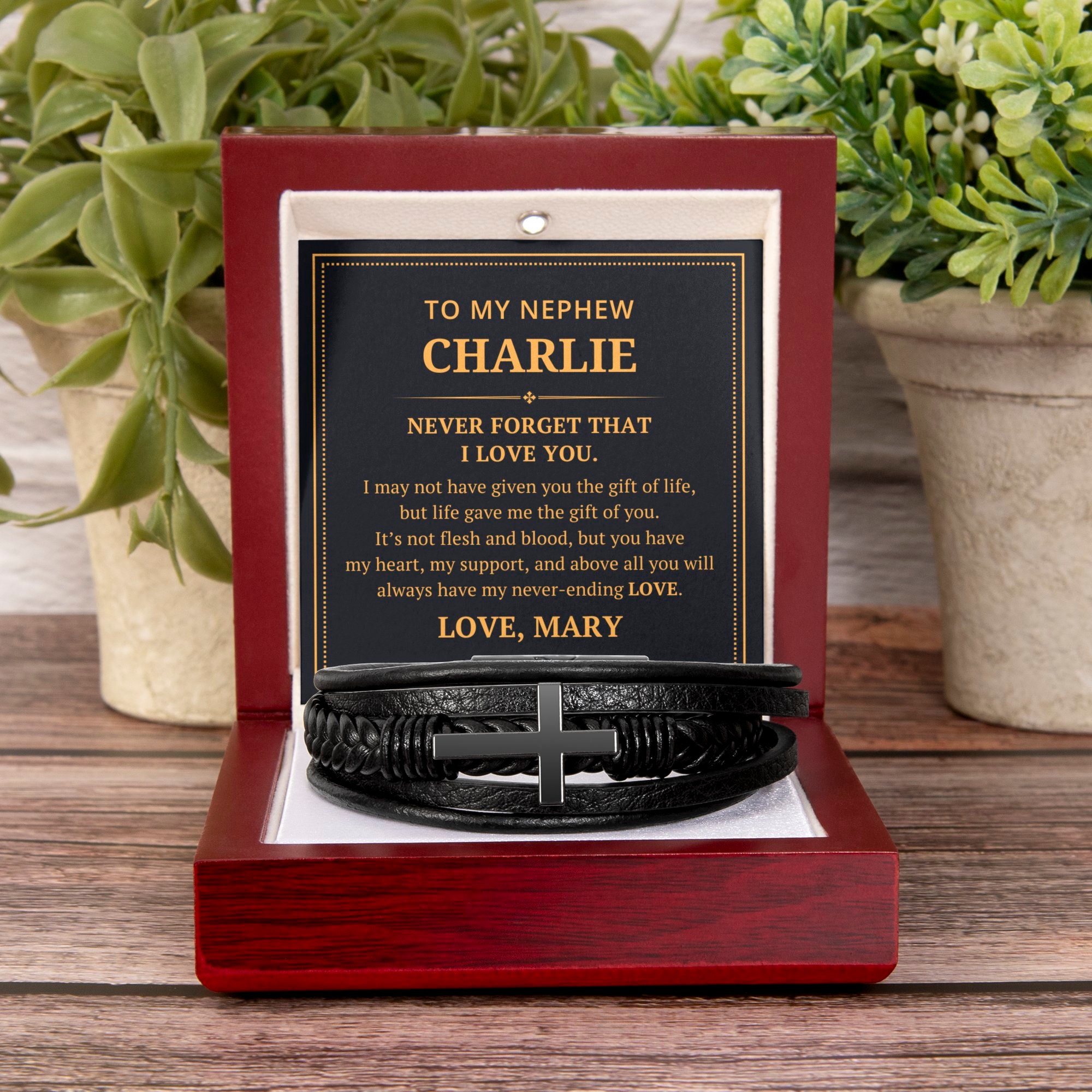 Personalized Cross Leather Bracelet Nephew Gift From Aunt Uncle, I May ...
