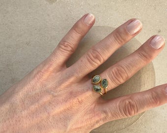 Adjustable Gold Plated African Turquoise Ring