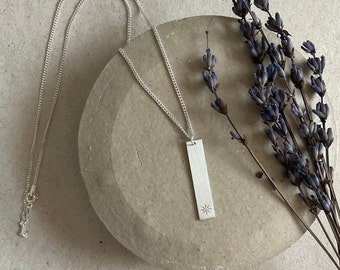 Collar con colgante de estrella del norte rectangular de plata de ley (50 cm)