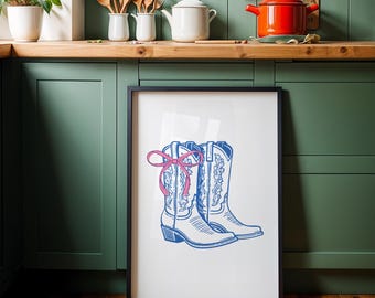 Coquette Cowboy Boot Print, Girly Western Art (Digital Download)