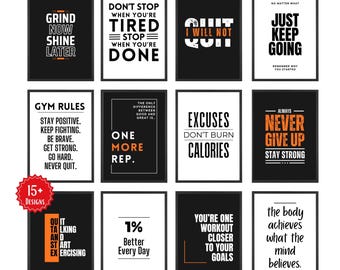 Motivational Gym Wall Art Prints: Home Workout Decor (Digital Download)