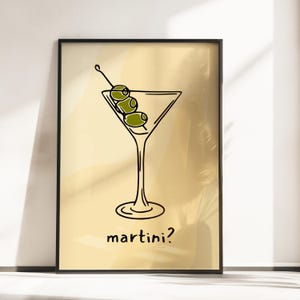Martini Cocktail Poster - Bar Warenkorb Wandkunst - Retro druckbare Dekor - digitaler Download