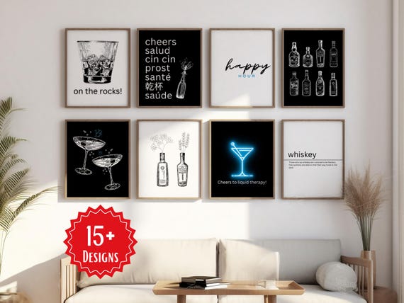 Bar Art Prints: Chic Home Bar Decor (Digital Download)