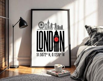 London Wall Art Print: Vintage England Travel Poster (Digital Download)