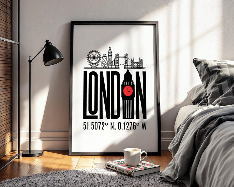London Wall Art Print: Vintage England Travel Poster (Digital Download) image 1