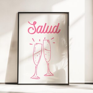 Salud Print Mexikanische Wandkunst, minimalistisches Barwagen Poster für spanische Dekoration, ideales Küchenkunst Geschenk