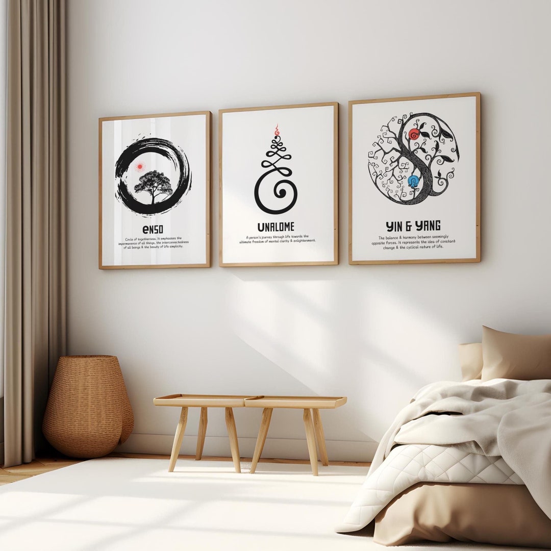 Zen Wall Art Set: Enso, Unalome & Yin Yang Prints (digital Download) - Etsy
