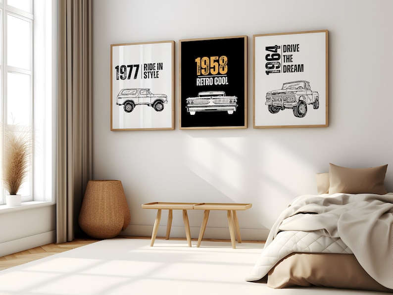 Retro Vintage Cars Prints, Classic Car Printable Artwork, Boys Room ...