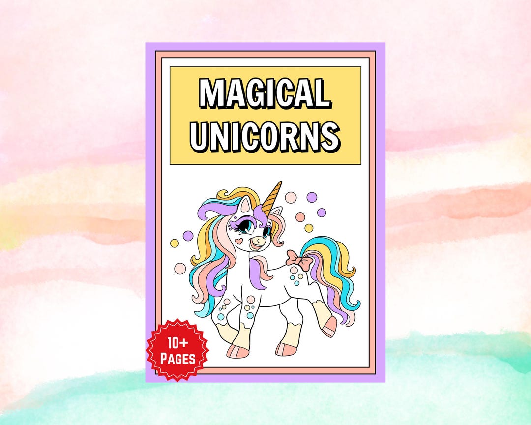 Unicorn Coloring Pages for Kids, Printable Fantasy Activity Book, PDF ...