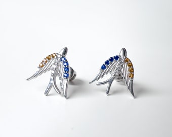 Silver earrings, rhodium, made in Ukraine, a gift for a woman, for a girl. Ukrainian symbols