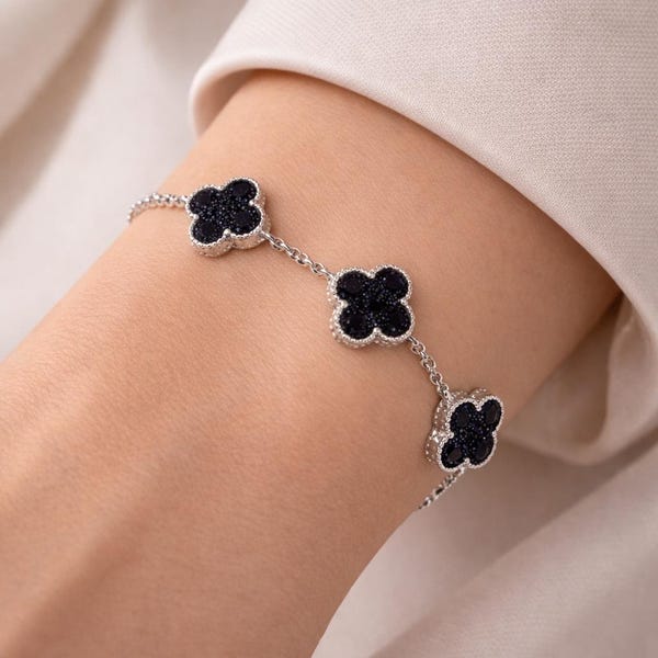 Zierliches Blumen Armband aus massivem 925 Sterling Silber - Zierliches Blaufluss Glücksarmband, Geschenk für Sie, Schiffe aus den USA