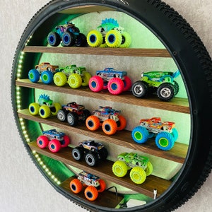 Monster Truck Case, Monster Truck Decor, Monster Truck Storage, Monster Truck Tire Shelf, Toy Truck Storage, Toy Truck Shelf, Toy Car Shelf