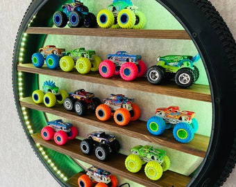 Monster Truck Case, Monster Truck Decor, Monster Truck Storage, Monster Truck Tire Shelf, Toy Truck Storage, Toy Truck Shelf, Toy Car Shelf