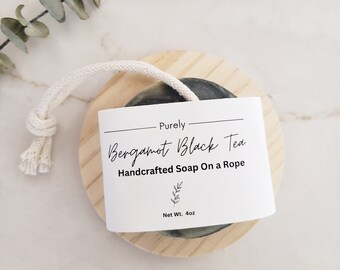 Handmade Artisan Soap | Bergamot Black Tea Soap on a Rope | Gifts for Him\Her