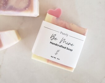 Handmade Artisan Soap Be Mine Valentine's Soap Gifts for her Gifts for friends Gifts For Girlfriend Heart Soap