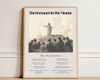 Sermon on the Mount Print: Beatitudes Bible Verse (Digital Print)