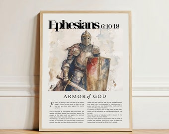 Armadura de Dios: Efesios 6, versículo bíblico cristiano (impresión digital)