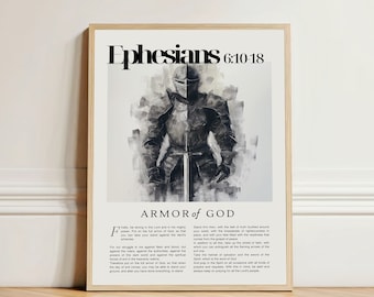 Impresión de la Armadura de Dios: Versículo bíblico de Efesios 6, Arte mural cristiano (impresión digital)