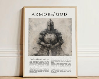 Impresión de la Armadura de Dios: Efesios 6, Arte Cristiano para Pared (Descarga Digital)