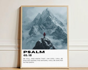 Psalm 46 Bible Verse Wall Art Mountain Art, Scripture Wall Art Inspirational Art Christian Home Decor Digital Print