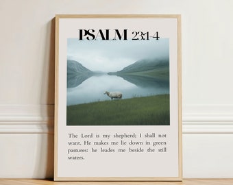 Psalm 23 Bible Verse Wall Art: Christian Home Decor (Digital Print)