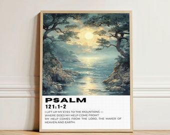 Psalm 121 Bible Verse Wall Art, Scripture Wall Art Inspirational Art Christian Home Decor, Modern Christian Art Digital Print
