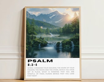 Psalm 8 Bible Verse Wall Art: Christian Home Decor (Digital Print)