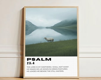 Psalm 23 Bible Verse Wall Art, Scripture Wall Art Inspirational Art Christian Home Decor, Modern Christian Art Digital Print